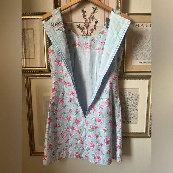 Lilly Pulitzer Floral Dress Vintage Blue Pink Floral 2 - Picture 2 of 8